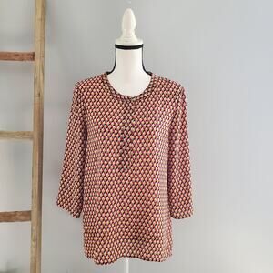 Express Factory Women's Geometric Print Pullover Sheer Top Size M